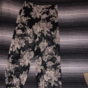Black Rose Patterned Pants
